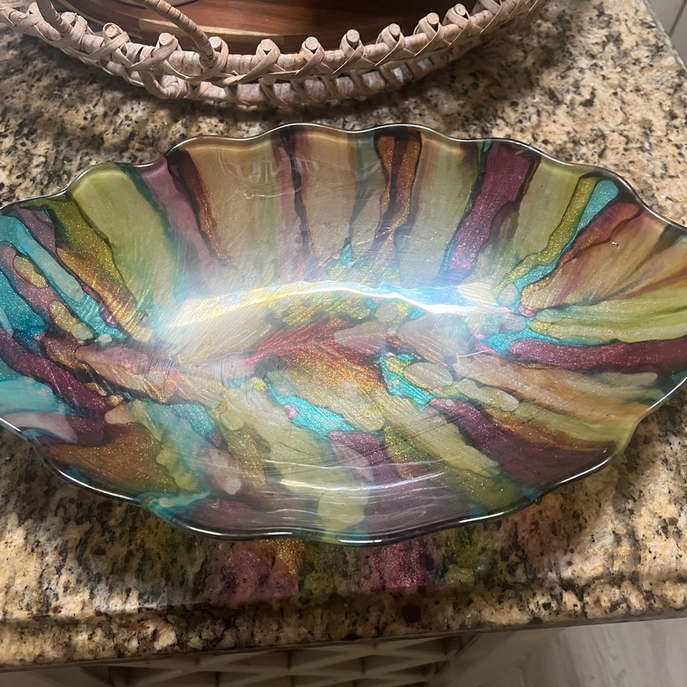 Multicolor Glass Art Bowl